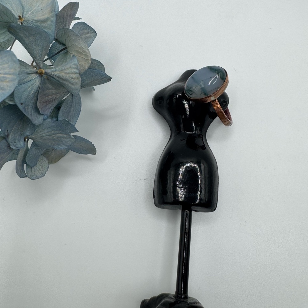 Moss Agate Sealed Copper Ring - image 2